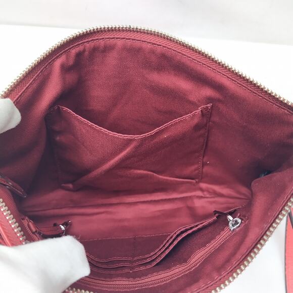 Fossil Red Leather Credit Card Slots Zipper Closure Crossbody Bag - Picture 14 of 16